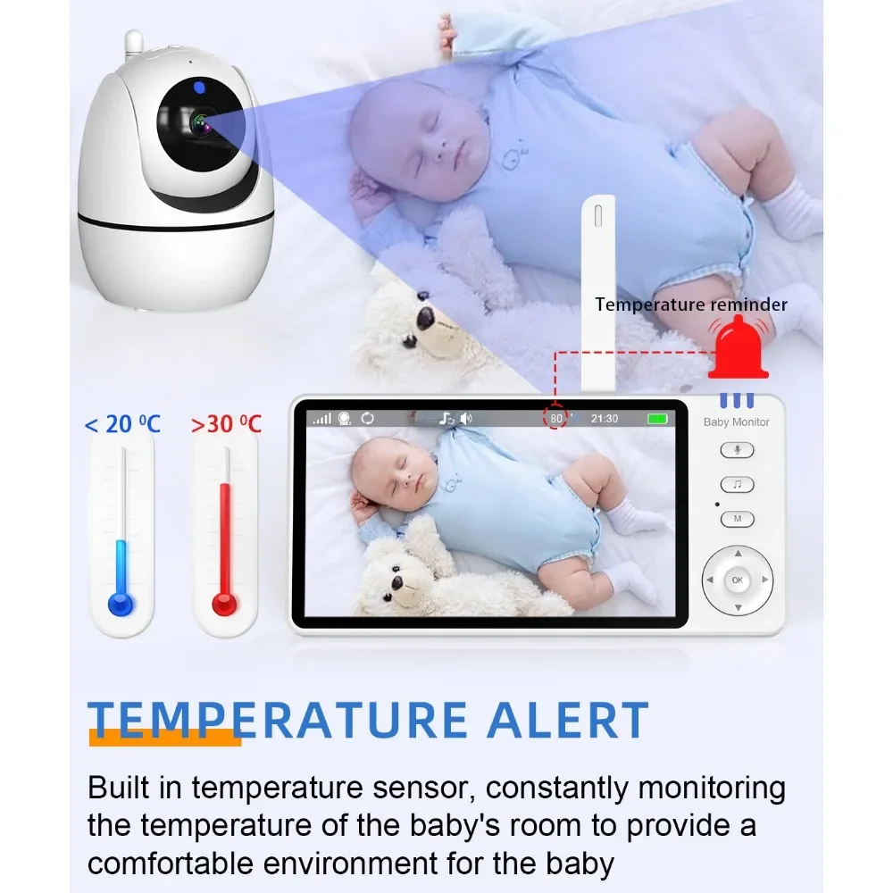 5 Inch Video Baby Monitor 2.4G Wireless Monitoring Two Way Audio Display Video Digital Cameras Security-Protection For Newborm
