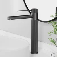 ก๊อกน้ําอ่างล้างหน้าสแตนเลสทอง/สีดําก๊อกน้ําห้องน้ํา Crane สูงก๊อกน้ําอ่างล้างจานร้อนเย็นอ่างล้างจานก๊อกน้ําห้องน้ํา 3