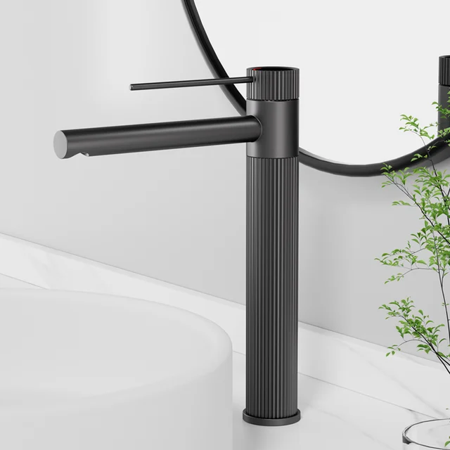 ก๊อกน้ําอ่างล้างหน้าสแตนเลสทอง/สีดําก๊อกน้ําห้องน้ํา Crane สูงก๊อกน้ําอ่างล้างจานร้อนเย็นอ่างล้างจานก๊อกน้ําห้องน้ํา 3