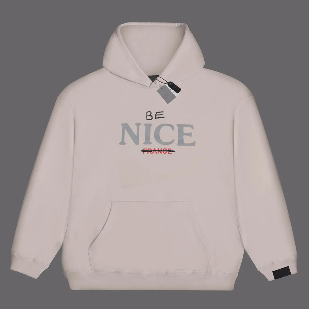 

2023 Best Version Paris Luxury Be Nice Print Hoodie Women Men Pullovers Oversized Men Casual Hooded Sweatshirt