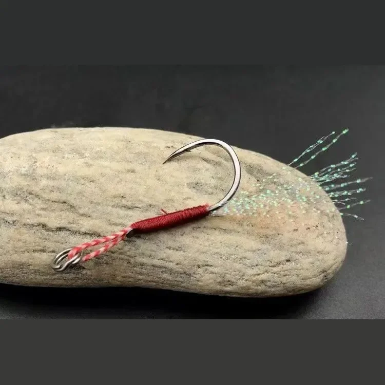 10 teile/los Langsam Jigging Angeln Cast Jigs Unterstützen Haken Stacheldraht Einzel Jig Haken Gewinde Feder Pesca High Carbon Stahl Angeln Locken – Detail 5