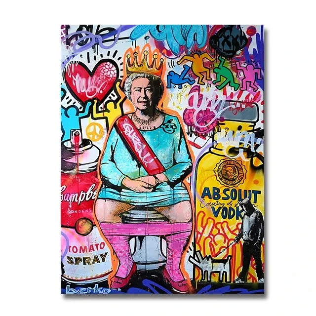 thumbnail image 1 of Banksy Graffiti Street Pop Art Divertido retrato famoso Pintura abstracta en lienzo Impresión Póster Imagen de pared Decoración para sala de estar y hogar, 1 of 5