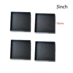 4 - Piece Non - Slip Rubber Furniture Pads and Caster Cups Set (Black - 3inch - Square)