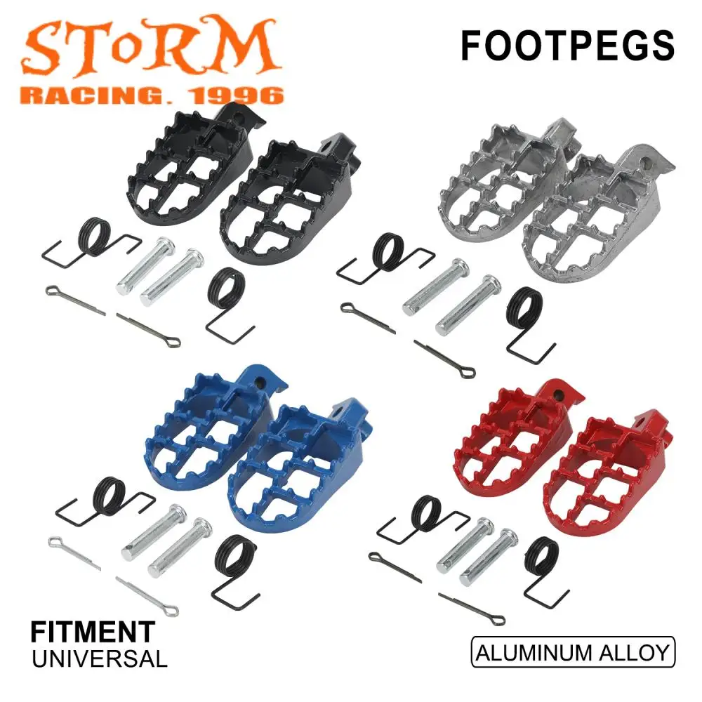 Universal CNC Aluminum Footpegs - Silver Billet Footrests For Kawasaki, BMW, Suzuki, Honda Motorcycles 3 thumbnail image