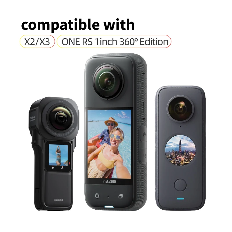 Lot de deux micros sans fil pour Insta360, avec récepteur et câbles, sur fond noir