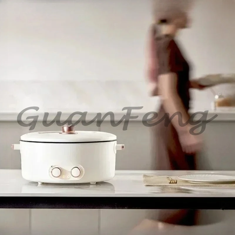 Mandarijn Duck Pot, Dubbele Hot Pot, Chinese Fondue, 6L Huishoudelijke Multifunctionele Non-Stick Elektrische Hot Pot met Grote Capaciteit Rood