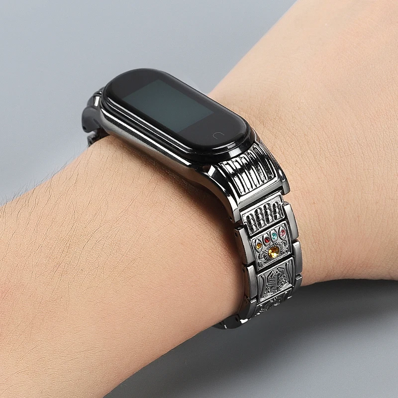 Metal Diamond Strap for Mi band 6 5 4 3 Retro stainless steel Miband 6 Bracelet wristband for Xiaomi Mi Band 6 MiBand 4 3 strap