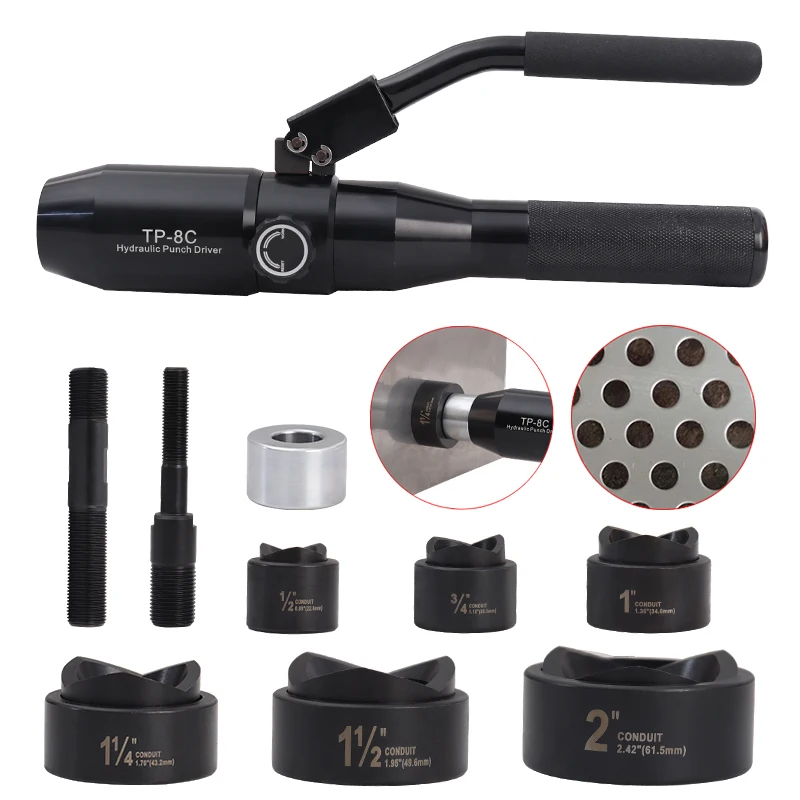 유압 펀칭 도구 TP-8C 일체형 유압 펀처, 22.5-61.5mm, 3.5mm 연강 펀치 가능