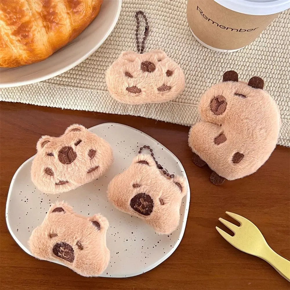 Funny Cartoon Capybara Plush Keychain Plush Stuffed Soft Brooches Toys Guinea Pig Pendant Couple plush keychain,capybara plush toy,key chain,plush toy