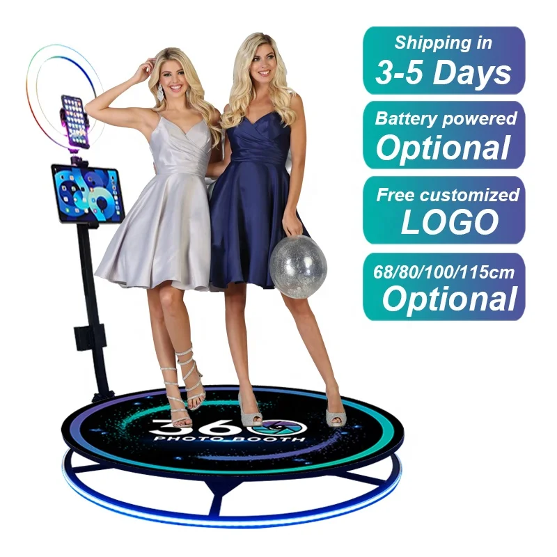 

Video Camera Portable 360 Degree Photo Booth Wireless Automatic Rotating Selfie Wedding Business Photobooth Slow Motion Platform