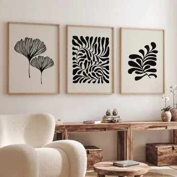 Minimalista Boho Matisse Style Botanical Leaves Art Poster Tela Pittura Stampe da parete Immagine per soggiorno Home Decor Cuadros 1
