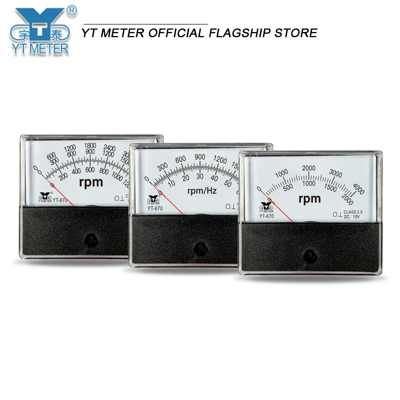 YT670 10V 전압 타코미터는 두 개의 디스플레이와 두 개의 스케일을 가지고 있습니다. 60rpm 360rpm 1800rpm 2000rpm 4000rpm(전위차계 DH670 CZ670 포함)