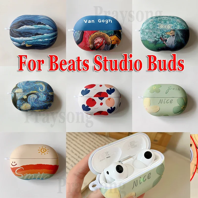 Retro Van Gogh Case For Beats Studio Buds Cover Custodia Rigida Creativa Auricolare Beats Studio Buds Case Wireless Box Funda Cover