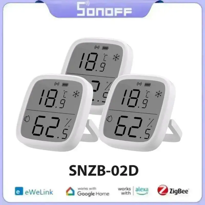 

SONOFF SNZB-02D Zigbee Smart Temperature Humidity Sensor LCD Screen Remote Real-time Monitoring For Alexa Google Home Ewelink