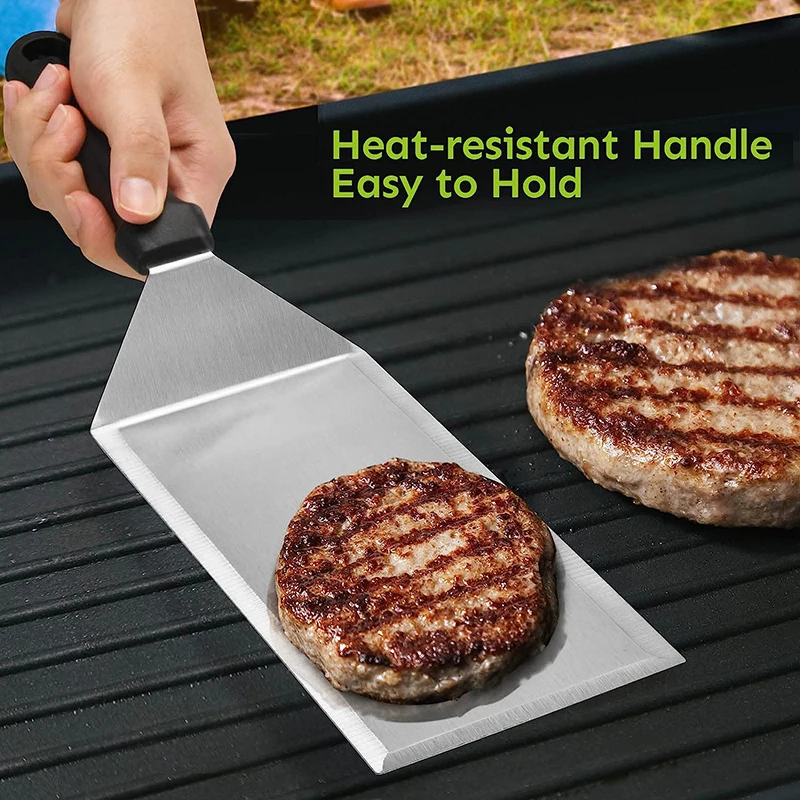 Steak Spatula Stainless Steel Long Grill Spatula with Cutting Edges Kitchen Griddle Accessories Pancake Burger Turner Scraper Tool for BBQ steak spatula