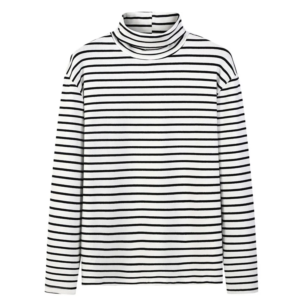 

Мужская теплая рубашка в полоску, с высоким воротником и длинным рукавом