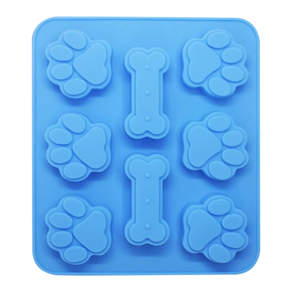 5pcs Silicone Molds Puppy Dog Paw & Bone Shaped 2 in 1,8-Cavity,Reusable  Ice Candy Trays Chocolate Cookies Baking Pans,Oven Microwave Freezer  Dishwasher Safe 