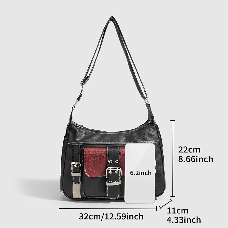 Women's Retro Urban Tote Bag, Multiple Zippered Pockets, Chic Soft Leather Handbag Shoulder Crossbody Bag for Women Everyday Use