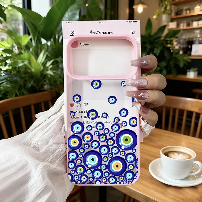 Turkish Lucky Blue Evil Eye Abstract Shockproof Phone Case - Clear Hard Cover s