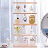 Perfume Organizer Dustproof Transparent Cosmetic Skincare Display Stand Acrylic Solid Wood Dressing Table Desktop Storage Box 4