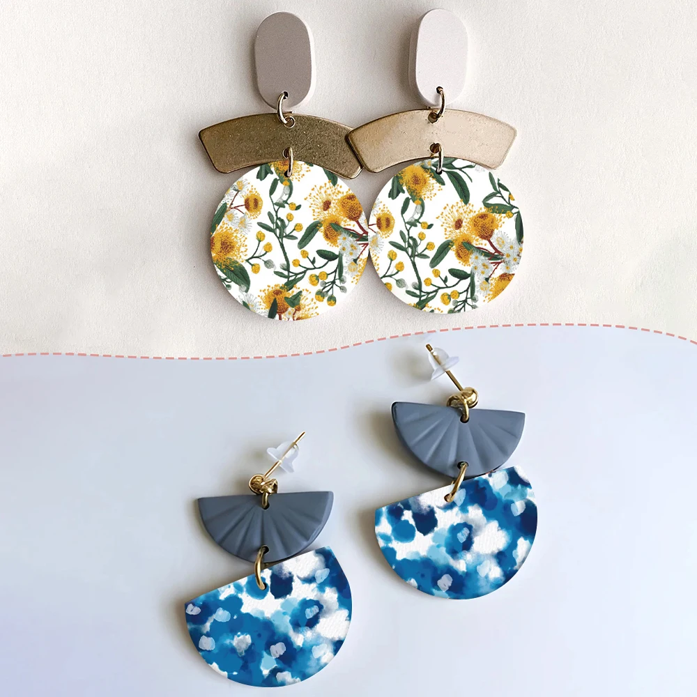 Polymer clay watercolor transfer paper Butterfly flowers pattern DIY jewelry earring pendants Water-soluble disposable stickers