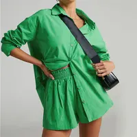 Women Tracksuits Shirt With Mini Shorts Cotton Two Pieces Sets Fashion Clothing Outfits Women Blouses Fashion Tracksuits - Image 4