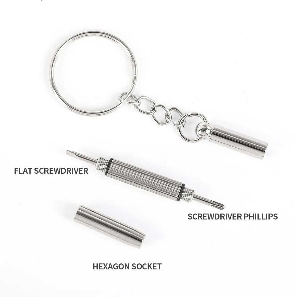 Steel Glasses Screwdriver Eyeglass Screwdriver Watch Repair Kit with Keychain Portable Hand Tools Precision Screwdriver Tools 4