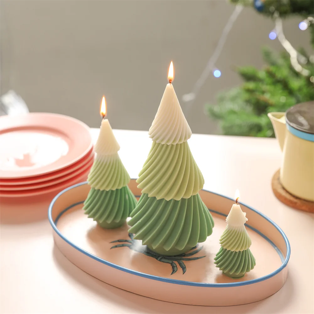 

3D Christmas Tree Silicone Candle Mold DIY Handmade Christmas Pine Tree Candle Making Molud Christmas Canlde Making Supplies