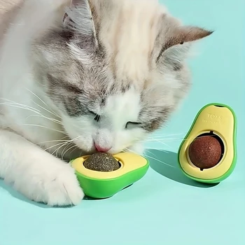1 giocattolo per avocado alla menta per gatti che può ruotare per l'intrattenimento. Giocattolo alla menta per gatti