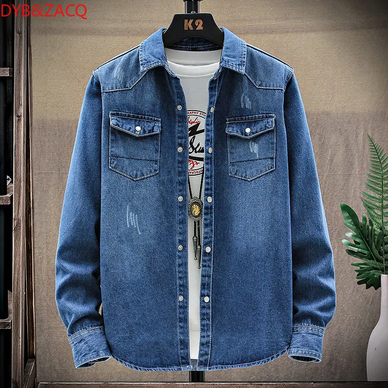 

Senior Sense of Japanese Work Shirt Men's Long Sleeve Spring and Autumn Loose Shirt Trend Casual Denim Coat Clothes Tide 4XL