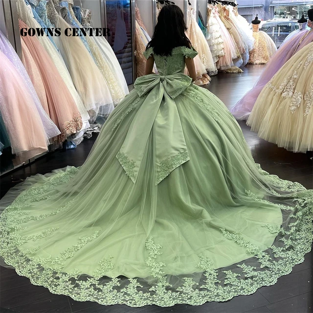 sage green quinceanera dresses