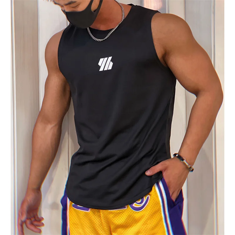 

2023 newest Summer Gym Vest High Quality mesh Shirt Sleeveless T-shirts Men Tank Tops running Fitness Sports Vest men Clothing