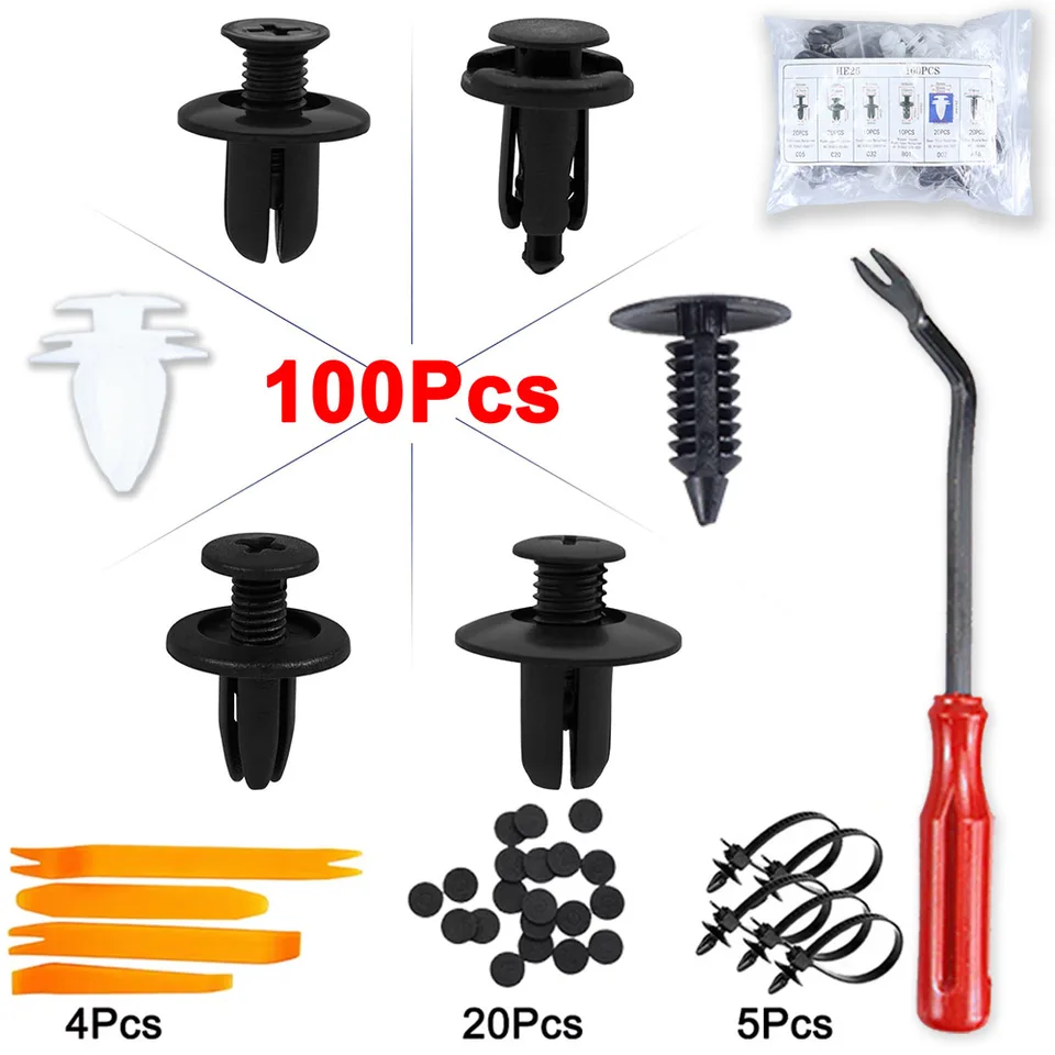 100x Clips De Parachoques De Guardabarros Clips De Remaches De Sujetador De Pasador De Panel De Puerta De Empuje De 9 Mm Nuevo Baoblaze Clips De Parachoques De Coche