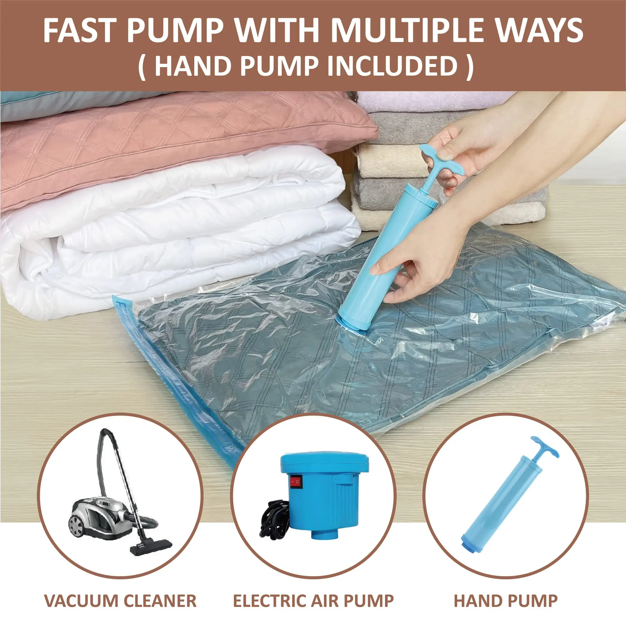 Vacuum Storage Bags 10 Small, Space Saver Seal Bags for Clothing Blankets Comforters Pillows Bedding Travel Luggage Carry-On 6