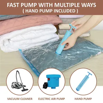 Vacuum Storage Bags 10 Small, Space Saver Seal Bags for Clothing Blankets Comforters Pillows Bedding Travel Luggage Carry-On 6