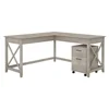 L Shaped Desk and File Cabinet Bundle Durable Corner Desk Office Supplies Washed Gray 2