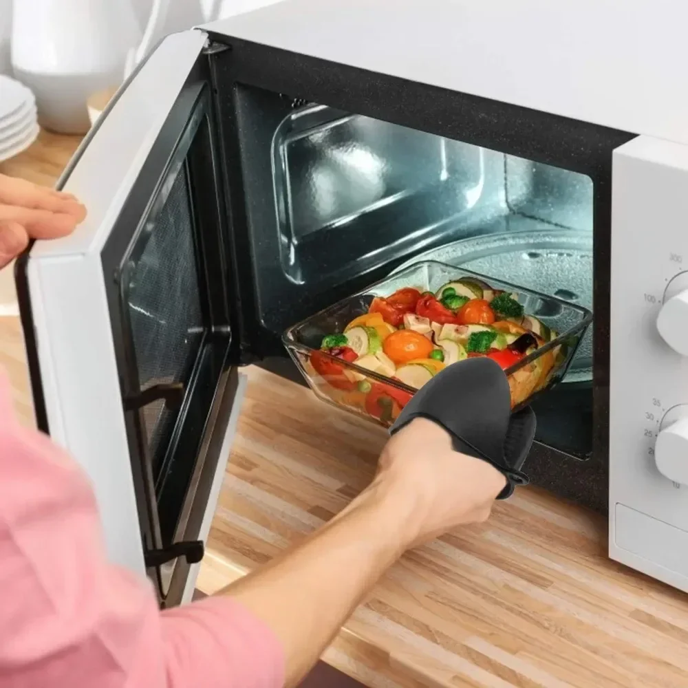 Anti Heat Oven Baking Glove Silicone Mittens Microwave Oven Gloves Heat Insulation Anti-slip Grips Bowl Pot Clips Kitchen Gadget silicone oven mitts kitchen gloves silicone oven gloves