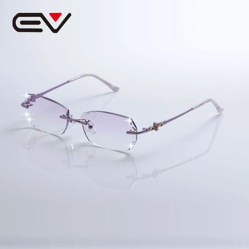 

New Elegant Women Titanium Rimless Glasses,Diamond Trimming Eyewear,Aiti Blue Rays Optical Eyeglasses Frames For Women EV1313