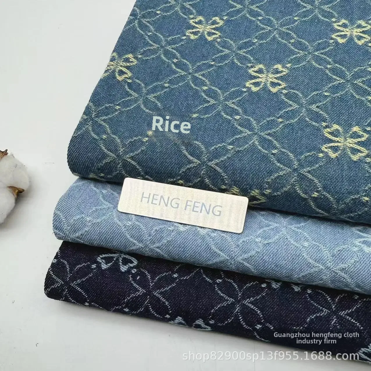 Washed Denim Fabric with Four-leaf Clover Embroidery Korean Style Spring Summer Clothing Outerwear Pants Skirt Bag Shoes Hat