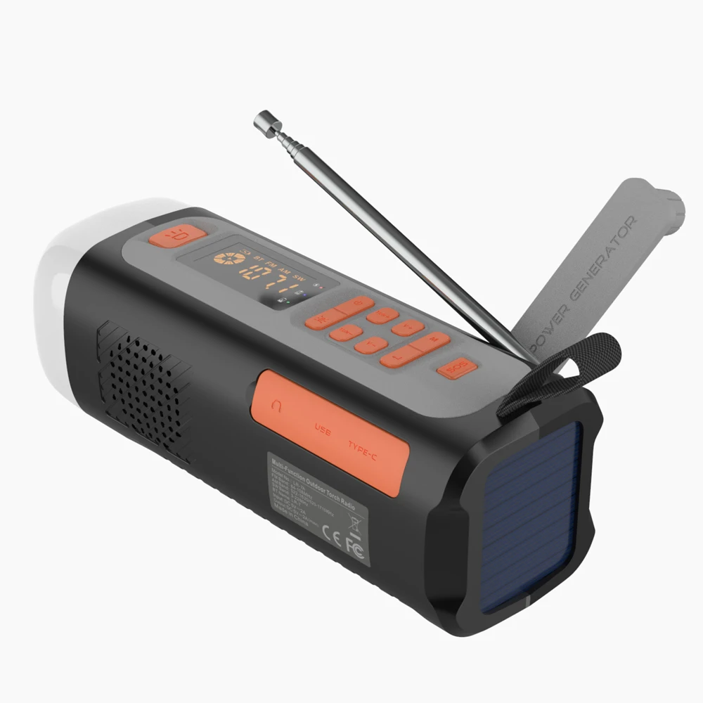 4500mAh Emergency Radio AM/FM/SW Survival Power Bank Phone Charger USB C/Solar/H