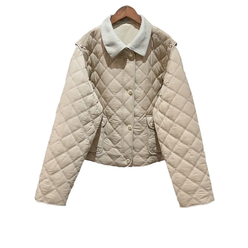 

Top Quality New Parka Coats 2023 Winter Clothes Women Turn-down Collar Detachable Sleeve Pockets Casual Khaki Parka Outerwar