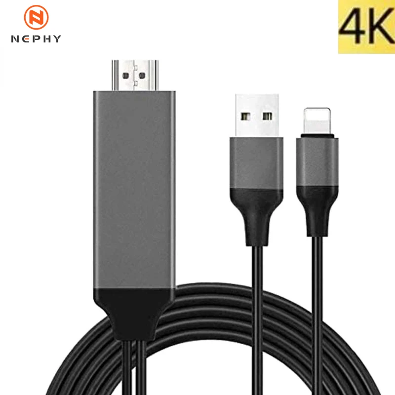 luyuan Cavo HDMI per telefono, convertitore 2,0 m, iPhone iPad iPod a TV, cavo di collegamento HDMI, iOS 11, 12, 13, 14, uscita YouTube TV, HD1080P
