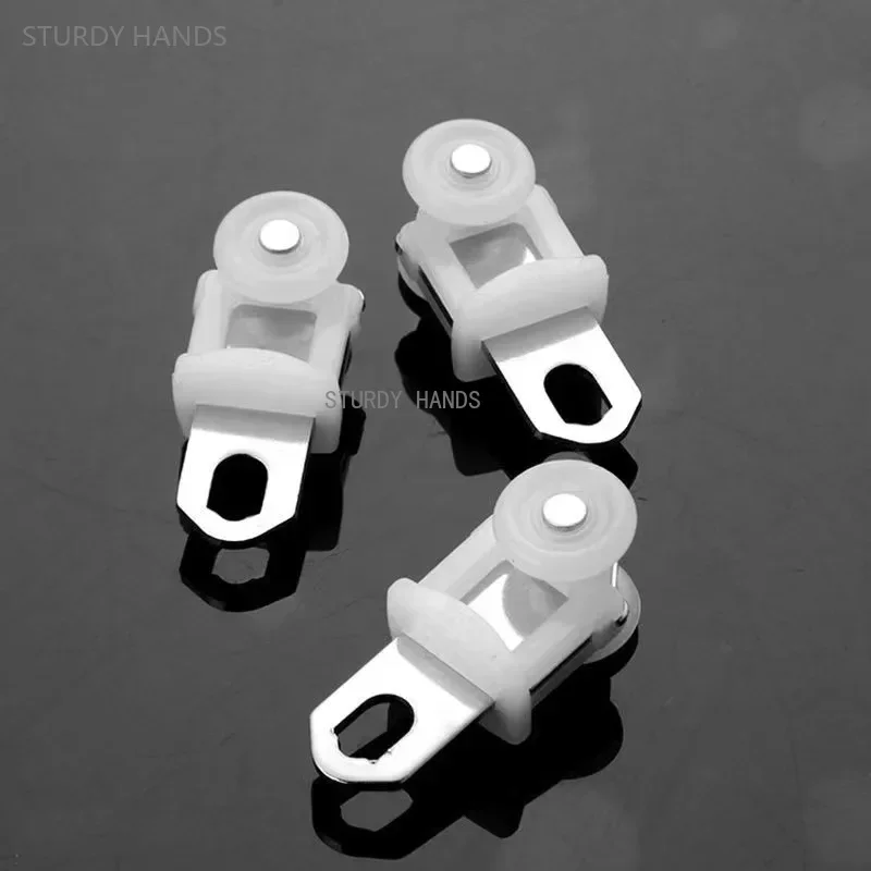 Curtain Track Pulley 10Pcs Stainless Steel Pulley Metal Roller Curtain Accessories Sling Hook Wheel Window Hardware