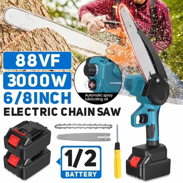 3000W 6 Inch/8 Inch Electric Saw Chainsaw Oil Can Automatic Refueling 1/2  Battery Woodworking Power Tool for Makita 18V Battery - AliExpress