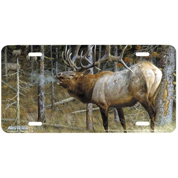 

Bull Elk License Plate Tag Frame Cover Shield Car Truck Tag Shield Cover and Frame Auto