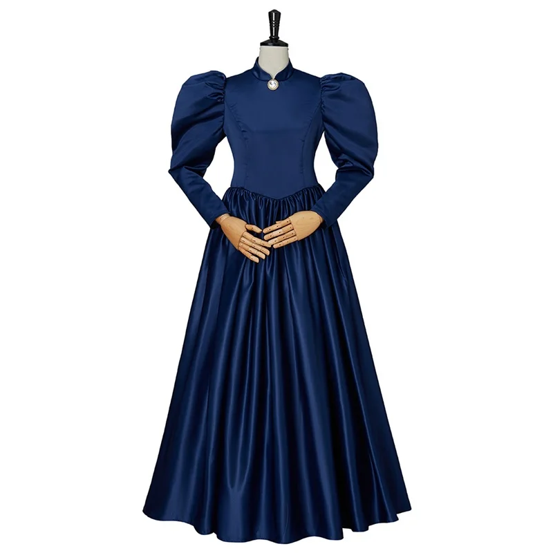 

1890s Victorian Medieval Dress Vintage Gothic Women Blue Bustle Ball Gown Renaissance Masquerade Halloween Carnival Costume