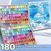 24-180color metallic watercolor paint set, portable and lightweight, high solid pigment, starry sky tones, suitable for artists 1