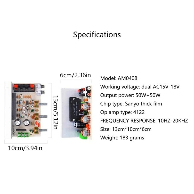 DX-0408 2.0 채널 스테레오 파워 앰프 보드 더블 AC15V-18V 50W 50W 50W 두꺼운 필름 시리즈 앰프 스피커 모듈