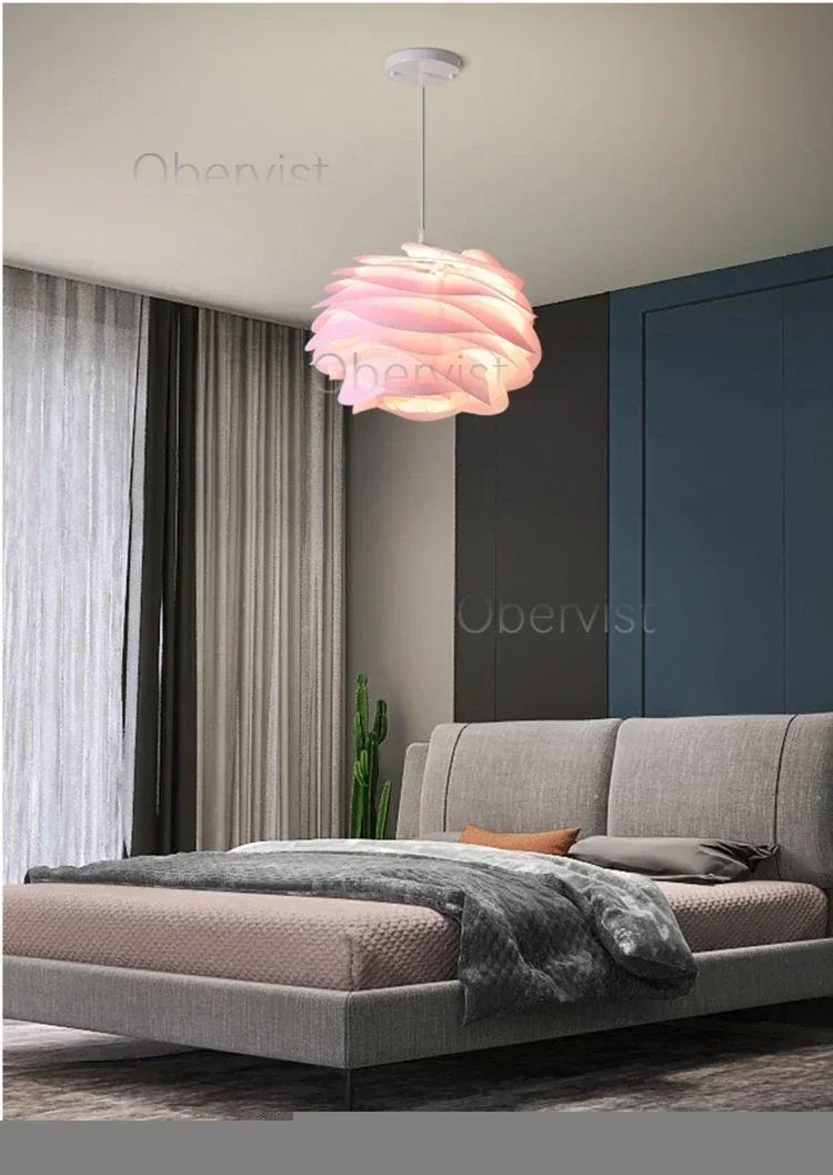 Danish Designer White Rose Pendant Lighting for Kitchen Island Bedroom Romantic Restaurant Acrylic Petal Chandelier Decor Lamps