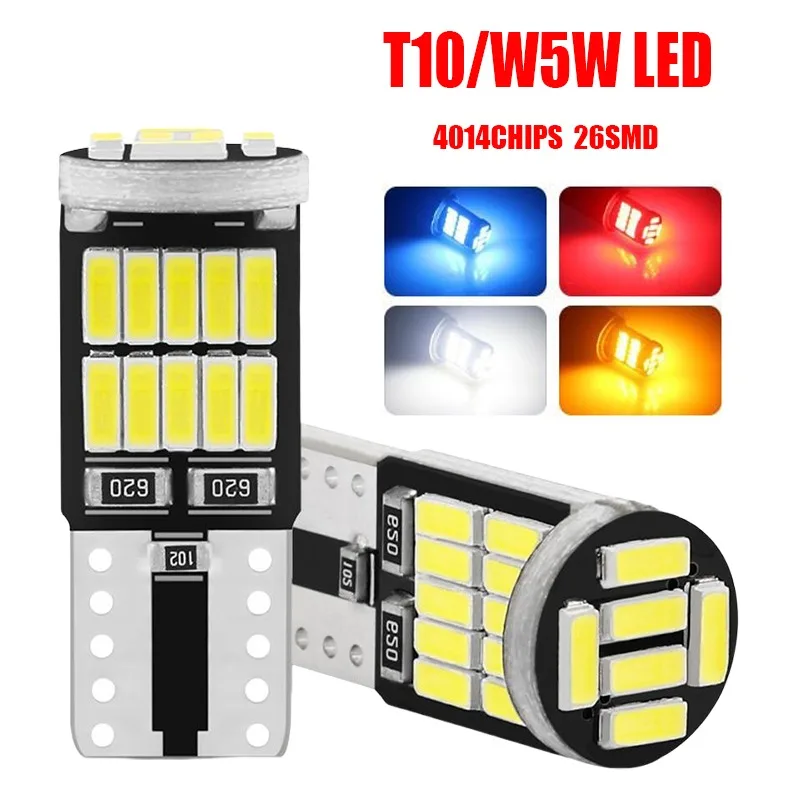 

2/4/10Pcs T10 W5W 26SMD 4014Chip Led Canbus Decode Super Bright Car Interior Light Instrument Lights Bulb Lamp Car Accessories